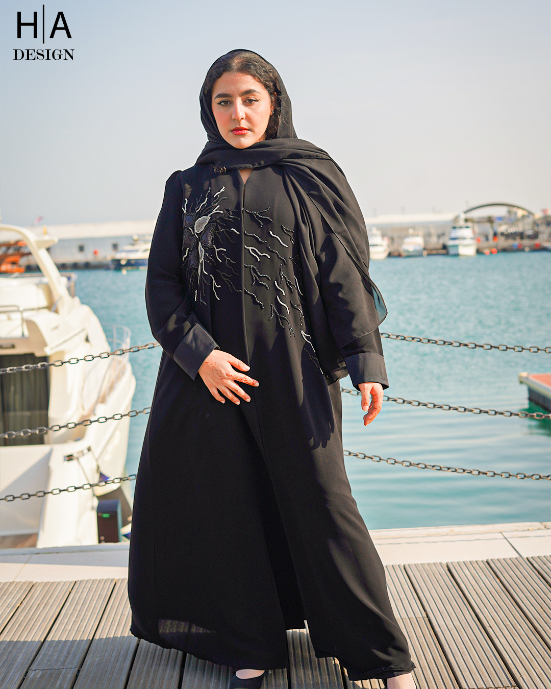 Handwork Abaya in Khariz Mix Material