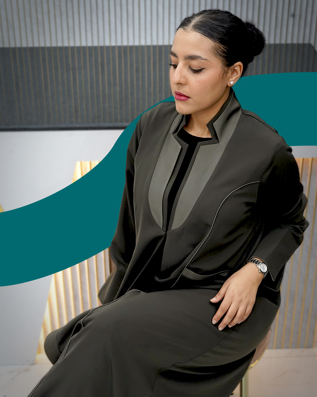 High-Neck Abaya in Wow Fabric