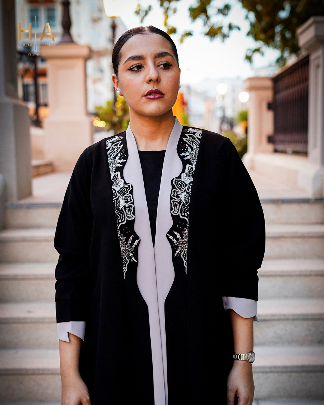 Handwork Embroidery Abaya in Karas Fabric - Image 2