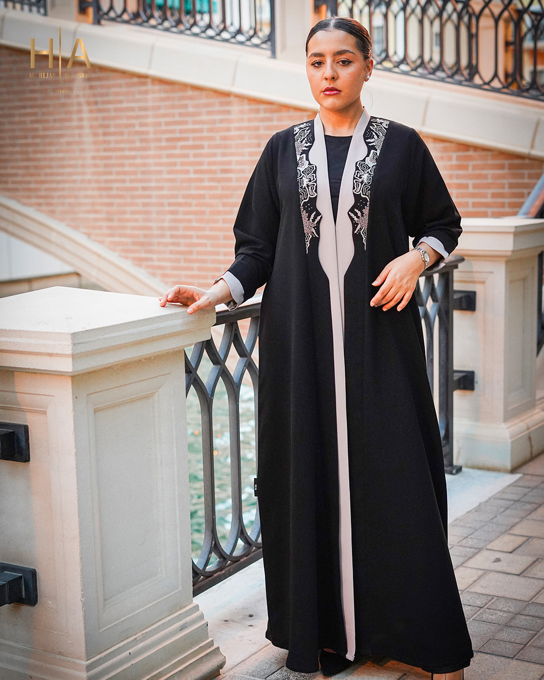 Handwork Embroidery Abaya in Karas Fabric
