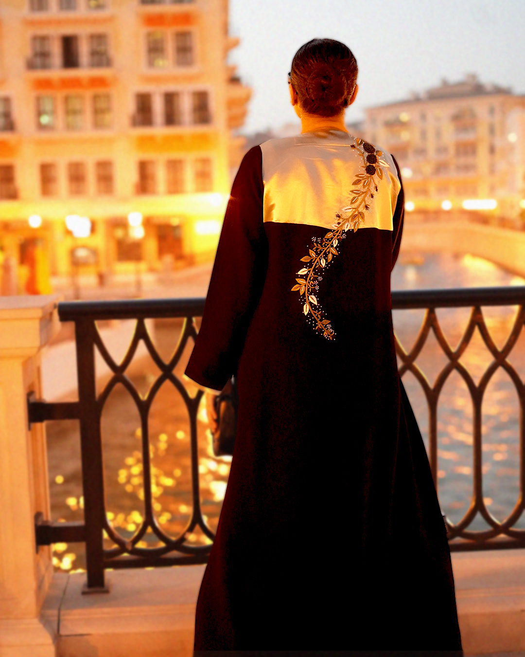 Black Abaya with Zardozi Work - Image 3