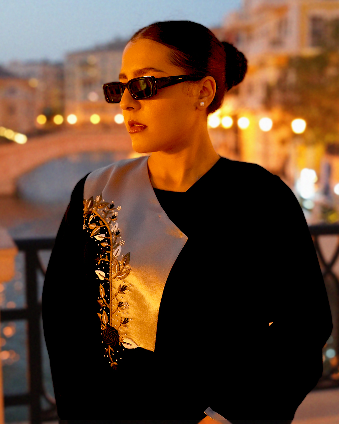 Black Abaya with Zardozi Work - Image 2