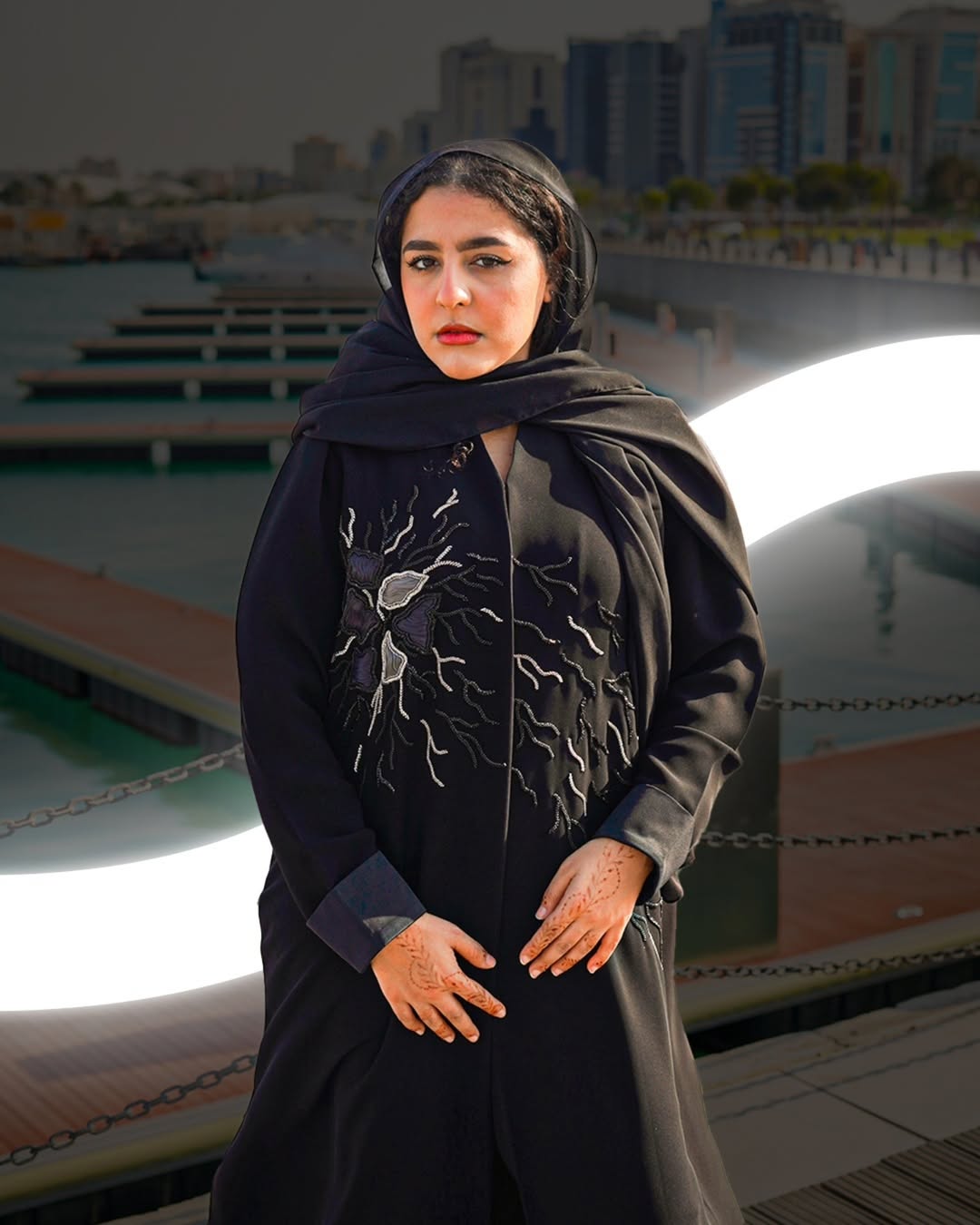 Modest Abaya with Hand work on orgaiza - Image 3