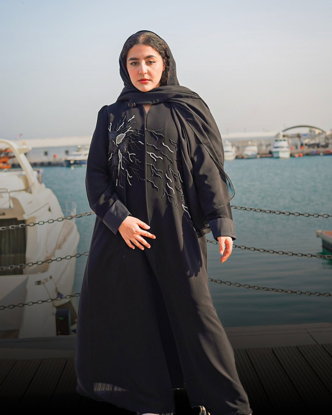 Modest Abaya with Hand work on orgaiza - Image 2