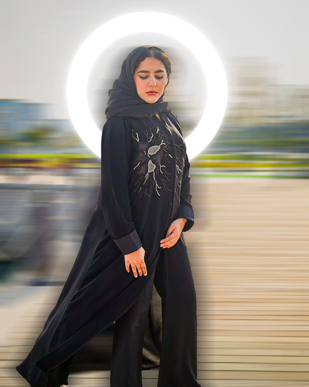 Modest Abaya with Hand work on orgaiza