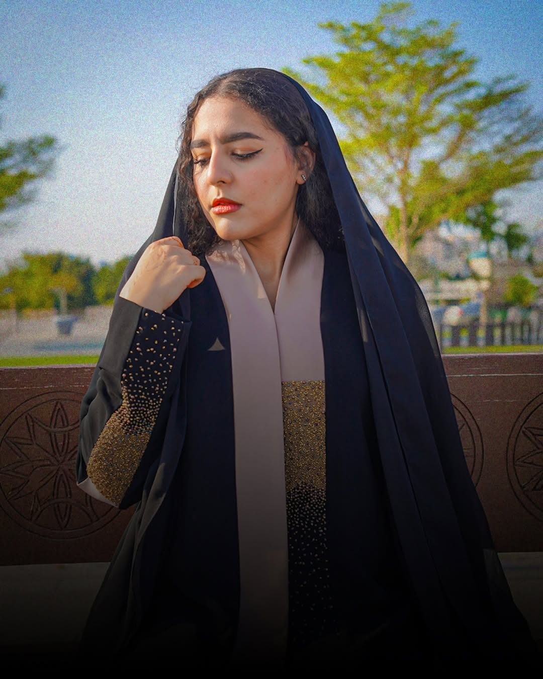 Gold Work Wedding Abaya with pattern