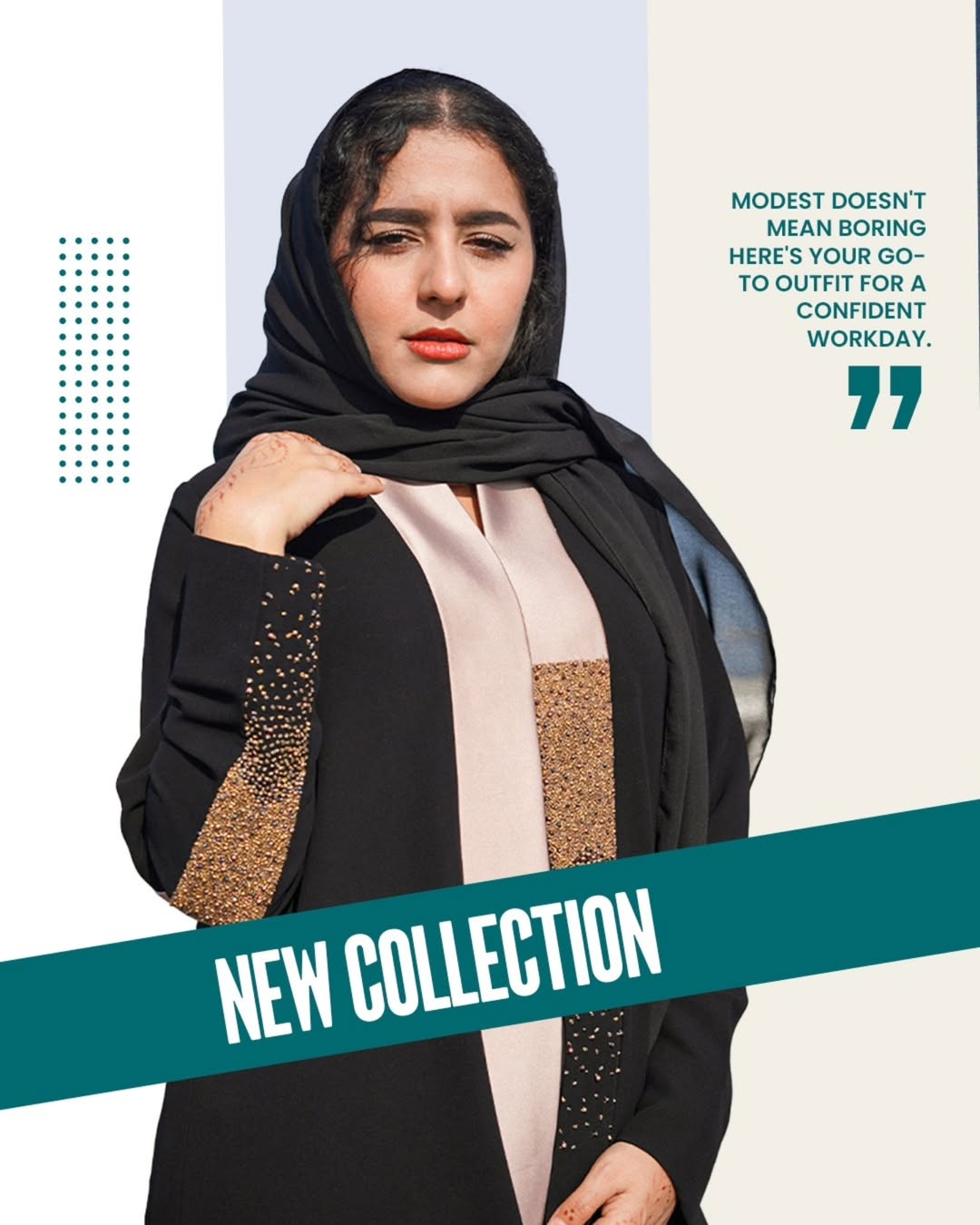 Gold Work Wedding Abaya with pattern - Image 2